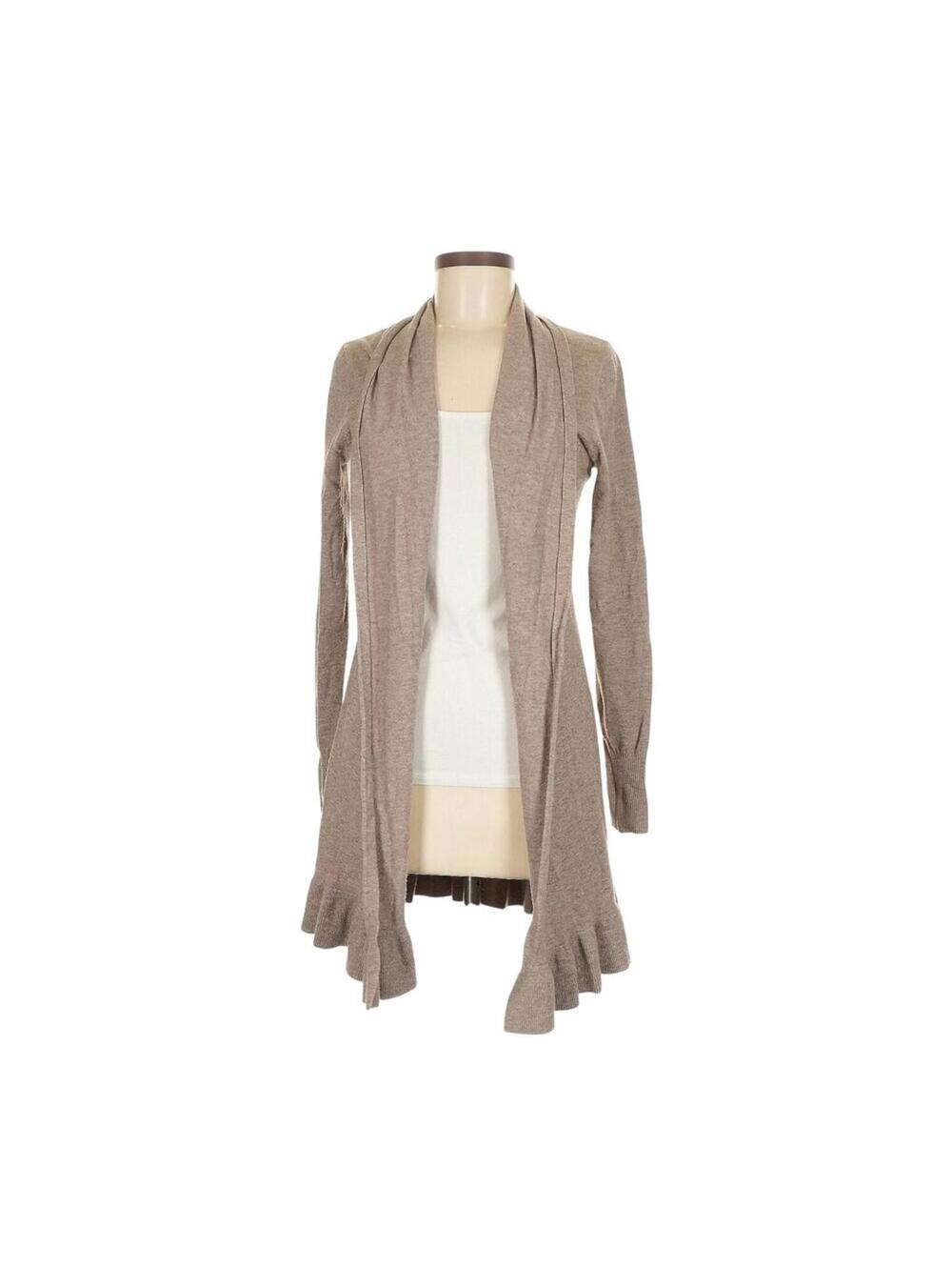 Milano wool blend cardigan duster sweater Womens Small Tan Office Professional